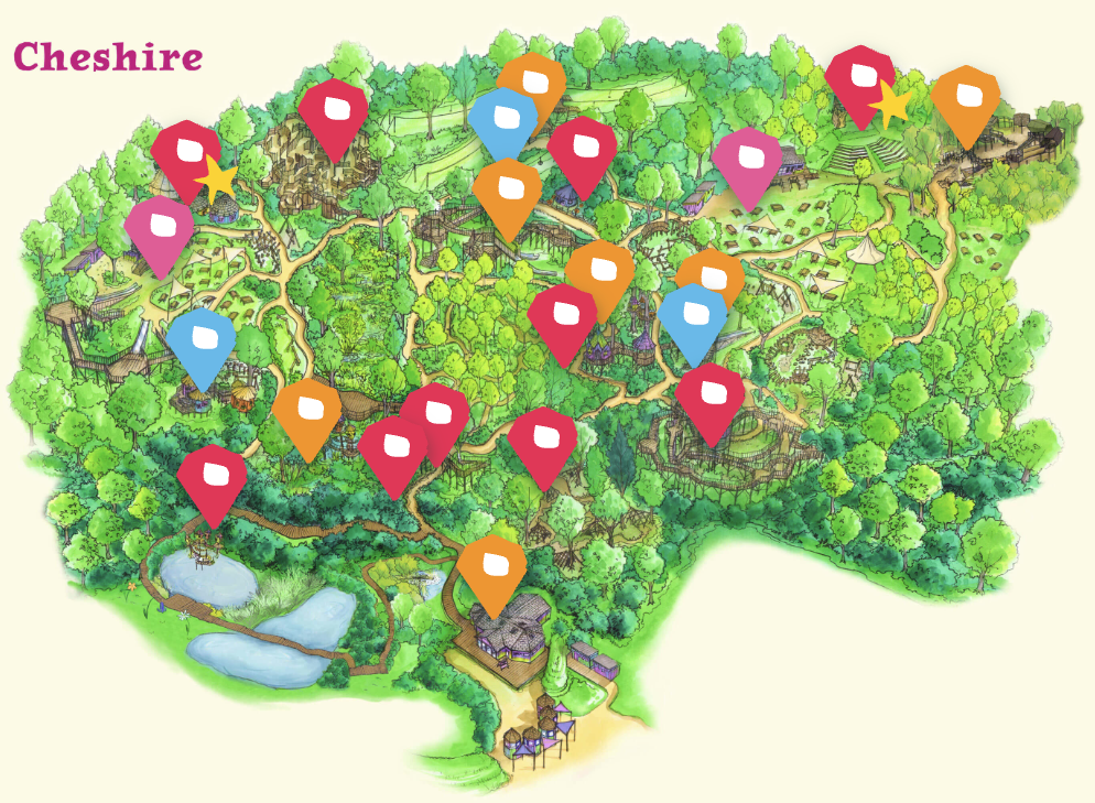 Bewilderwood cheshire map with markers