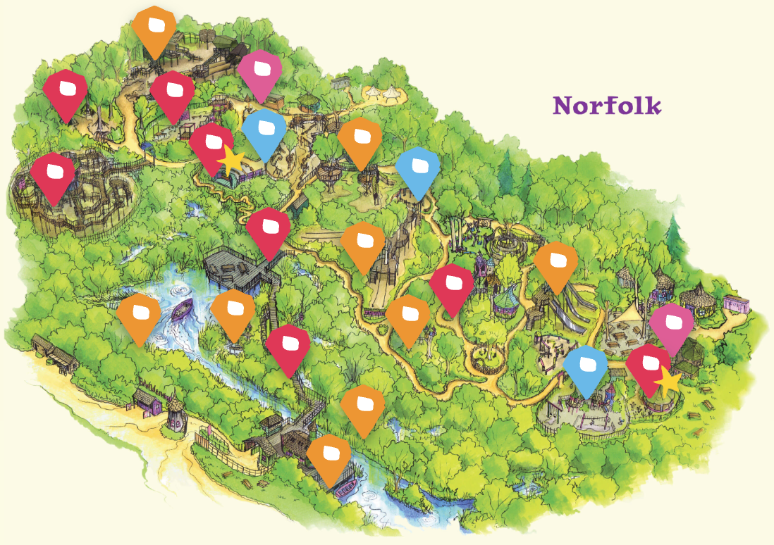 Bewilderwood norfolk map with markers